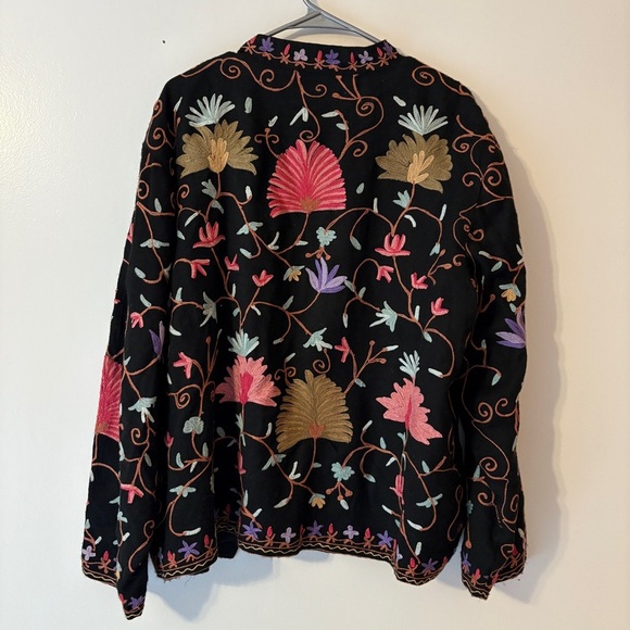 100% Wool Made in India Colorful Embroidered Cardigan Size 2X - Picture 6 of 7